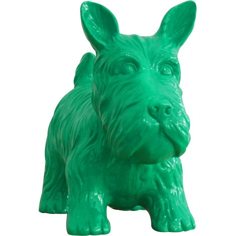 Dekorative Hundfigur Schnauzer Kuatéh aus Polyresin 38x18x31 cm Grün