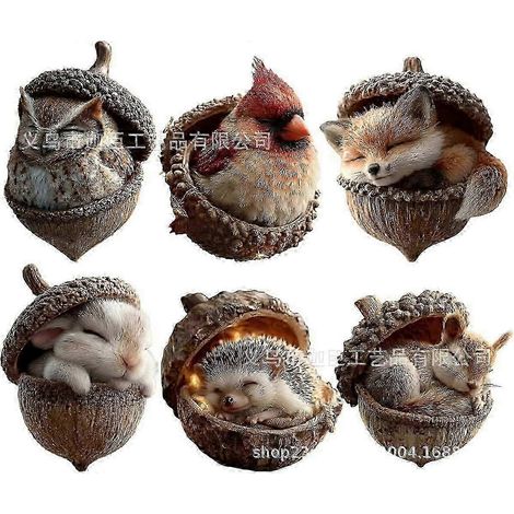 Ornement de Noël Forêt en Gland, Décoration de Noël Forêt Chaleureuse, Nouveauté 2026 Décoration Animaux Pomme de Pin, Mini Statue Créature des Bois, Impression 2D à plat en acrylique (1/5)