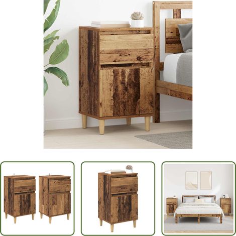 vidaXL Tiroir - Cabinet de chevet avec tiroir 2 pcs Bois ancien 40 x 35 x 70 cm (1/5)