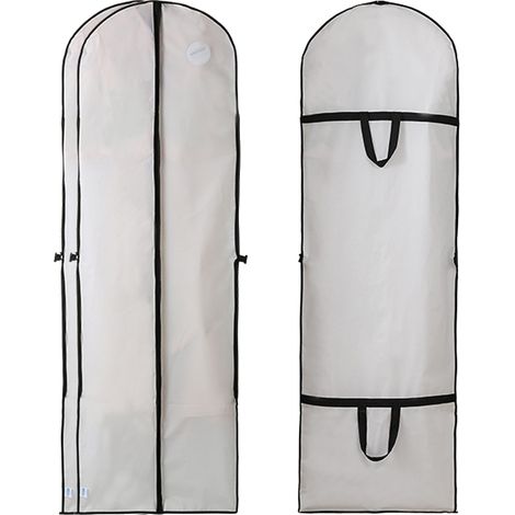 Set aus 2 Brautkleidhüllen, faltbar, wasserdicht und waschbar, ideal zur Aufbewahrung von Kleidung und Accessoires. (1/5)