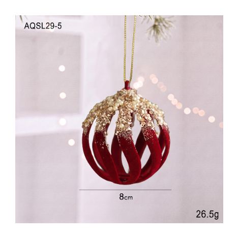 Boule de Noël décorative/8CM/Plastique ajouré/26.5G/Rouge et vert/Série Festive (1/2)