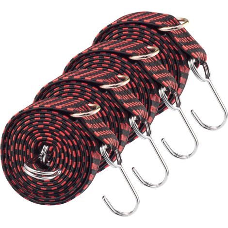 Lot de 4 sangles élastiques pour bagages avec crochets, sangles élastiques robustes avec mousquetons