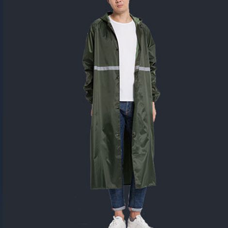 Imperméable long et épais, réfléchissant, réutilisable, imperméable, poncho de pluie long et élégant, adapté aux activités de plein air, vert militaire, taille XXXL. (1/5)