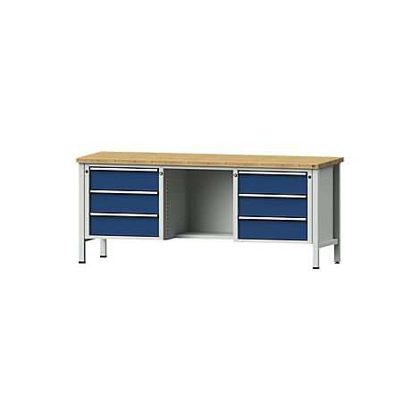 Banco de trabajo  bastidor modular  6 cajones  ½ repisa  haya