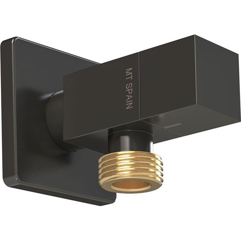 Válvula escuadra modelo deco con mando cuadrado, negro, ½ x ½ pulg