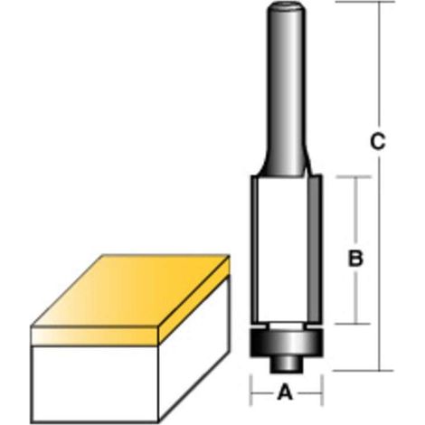 Carbitool Flush Trim Router Bit 1/2" W/Bearing Short 1/4" Shank