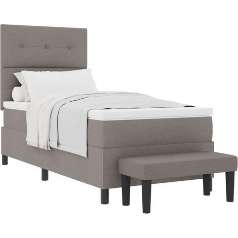 Matelas à ressorts rembourré, gris-brun, 90 x 200 cm, recouvert de tissu. (1/5)