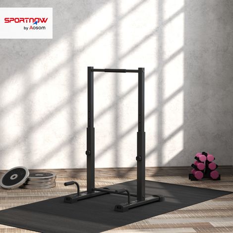 Dip-Station, Liegestütz-Ständer, 93-117 cm höhenverstellbar, 540 kg Belastbarkeit, Ganzkörper-Training, Schwarz