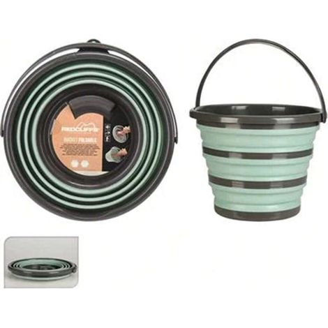 10-Liter-Falteimer, grün, faltbar, Campingeimer, kompakter Angeleimer, weicher Eimer mit Griff, tragbarer Garteneimer, praktischer Aufbewahrungseimer (1/4)