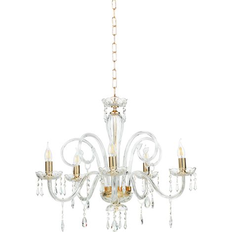 Lampadario a sospensione in cristallo D72 cm MARIATERESA liscio 5 luci (1/3)