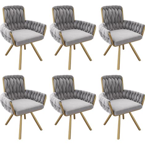 GagaGagaChaise de salle Ă manger pivotante velours gris lot de 6 (1/5)