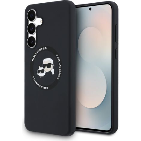 Karl Lagerfeld Silikonhülle mit Karl&Choupette-Motiv und MagSafe-Design für Samsung Galaxy S25 FE, Schwarz (1/5)