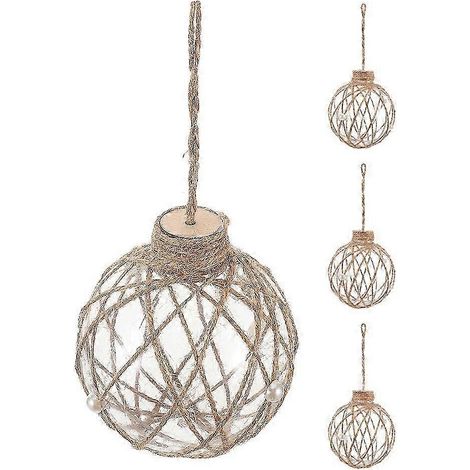 Boules de Noël transparentes à remplir, lot de 4, incassables, à suspendre avec ficelle, pour décorations artisanales, mariages et fêtes. (1/5)
