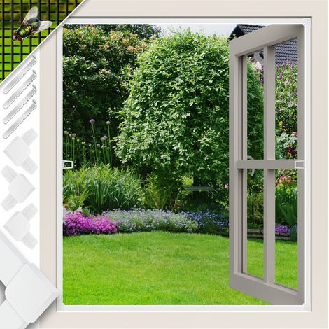 KESSER® Fliegenschutzgitter für Fenster mit Aluminium Rahmen Fliegengitter Fliegenschutz Insektenschutz mückengitter moskitonetz Spannrahmen Weiß / 100 x 120 cm (1/5)