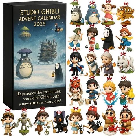 LYERCW - Calendrier de l'Avent Studio Ghibli - Coffret Surprise 3D pour les fans et les enfants - Coffret cadeau de compte à rebours de Noël (24 jours)