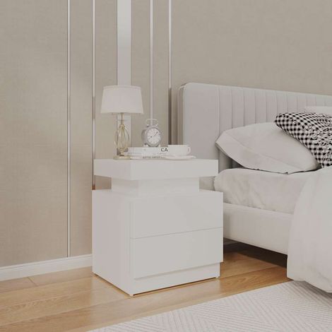 Table de chevet-Table de nuit Blanc 45x35x52 cm Aggloméré 638447 (1/5)