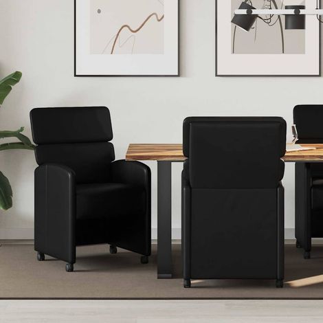 Esszimmerstühle mit Rollen 2 pcs Schwarz 58 x 65 x 98 cm