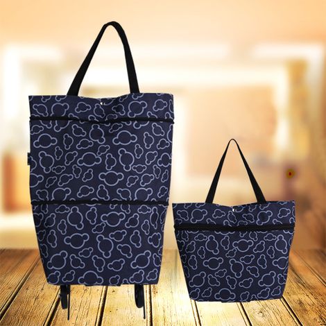 Carrello spesa pieghevole, borsa spesa con ruote, tessuto Oxford, portata massima 20 kg, borse spesa riutilizzabili, portatile, per casa, supermercato