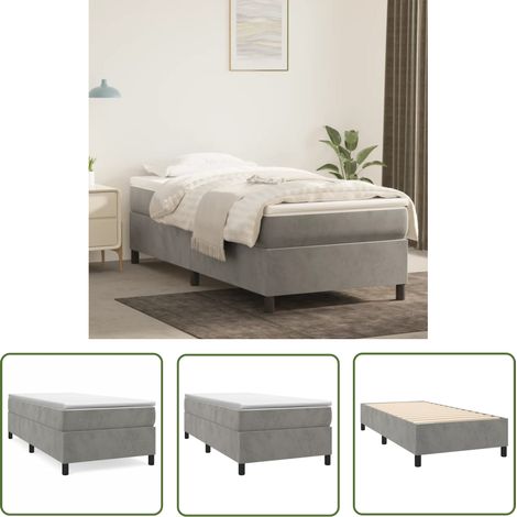 The Living Store Bettgestell ohne Matratze Hellgrau 100x200 cm Samt - Samtbett - Bettesrahmen - Doppelbett - Boxspringbetten - Hellgraues Bett (1/5)