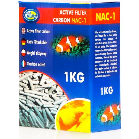 Cartuccia filtro a carbone attivo per acquario, purifica l'acqua e riduce gli odori. 1 kg. (1/5)