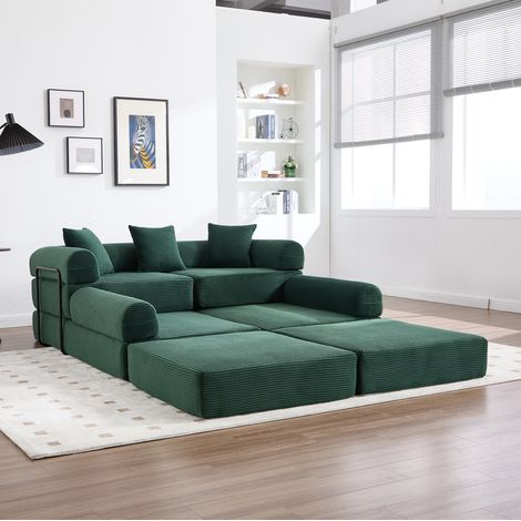 Sofá cama modular con almacenaje pana 270x180 cm OKMYHOME (1/5)