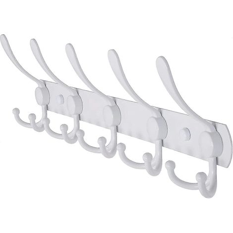 Wandgarderobe – 5 Dreifachhaken, robust, Edelstahl, Metall-Kleiderstange, 40 cm (1/3)