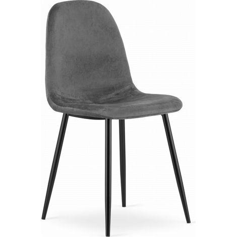Sedia Como in velluto grigio scuro con gambe nere (1/5)