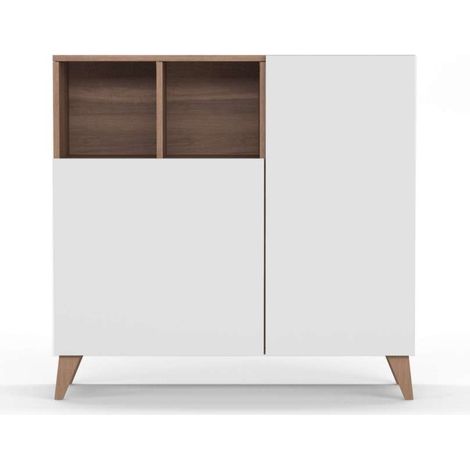 Recibidor zapatero modelo 510 acabado nogal/blanco, 90x90x26 (alto x ancho x fondo) (1/4)