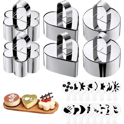 6-Piece Round Pastry Cutters 8 cm with Push and Model (1/5)