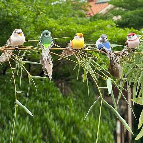 Oiseaux Artificiels à Plumes Colorées avec Clip pour Artisanat Arbre de Noël Suspendu Ornement Décorations Extérieures (Pince-Métal) (1/5)