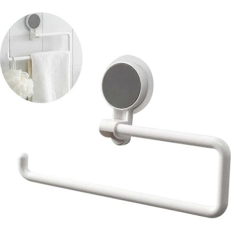 Porte-papier toilette à ventouse, distributeur mural sans perçage avec ventouse puissante, barre porte-serviettes polyvalente pour salle de bain et cuisine (1/5)