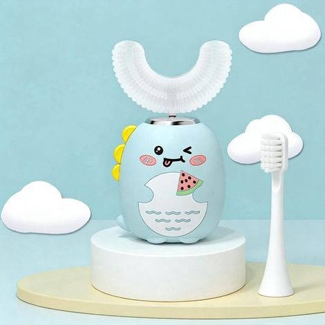 Brosse à dents électrique pour enfants en forme de U, sonique automatique, dinosaure, 6-12 ans (1/5)