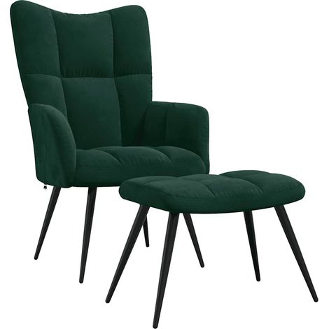 Maison Exclusive - Relaxsessel mit Hocker Dunkelgrün Samt