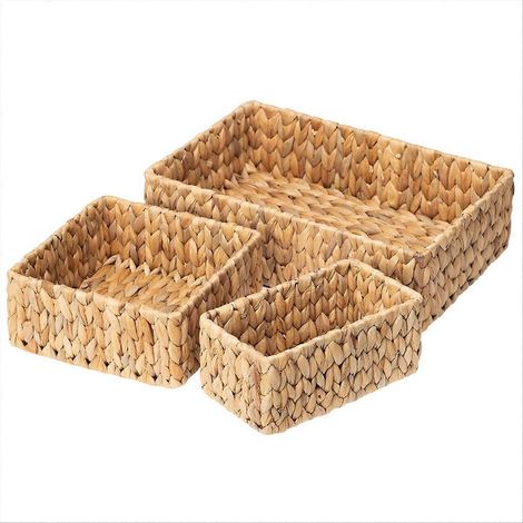 Lot de 3 paniers en osier pour le rangement, grands et petits paniers de rangement en osier tressés à la main. (1/5)