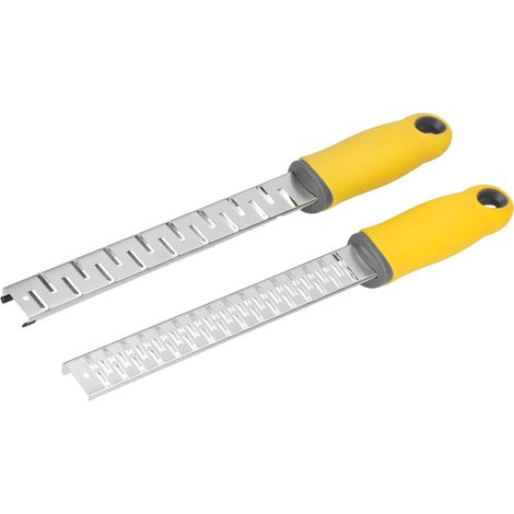 Râpe à fromage manuelle avec manche en PP, en acier inoxydable 304, pour citron et chocolat, outil de pâtisserie, 2 pièces, motif à rayures croisées (1/5)