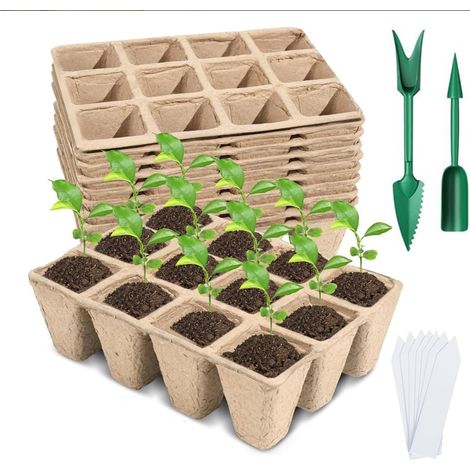 10 Pièces Pot semis, Pot de Culture, Godets pour semis de graines, avec 10 étiquettes pour Plantes Plastique (1/5)