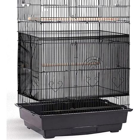 Ahlsen Vogelkäfig-Abdeckung, verstellbar, extra groß, Samenfänger, Federnetz, Abdeckung für Vogelkäfig, Nylon-Netz, Schutzrock, weich, belüftet (schwarz)