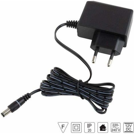 Transformateur pour bandes LED 12V 6W IP20 sur secteur Prise Adaptateur Alimentation Ruban Luminaire Lumière Eclairage Maison Salon Chambre Bureau