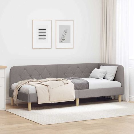 Eckbettgestell Taupe 80 x 200 cm Stoff