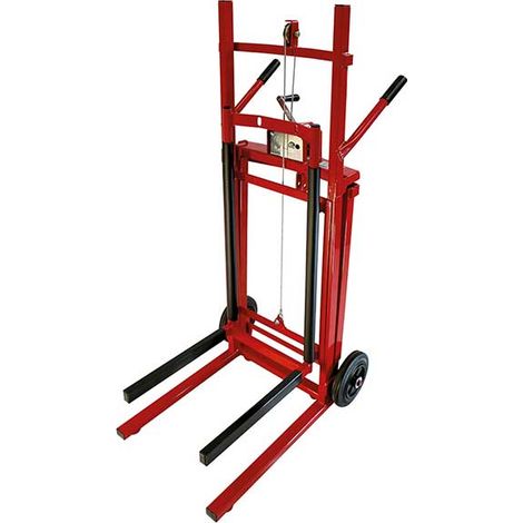Matisère – Diable à fourches – Charge max 150 kg – Roues caoutchouc Ø200 mm – Élévation manuelle jusqu'à 1750 mm – 300187