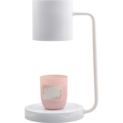 Lampe à cire parfumée à fondue en métal, dimmable, avec minuterie, idéale pour la chambre à coucher (blanche). (1/5)