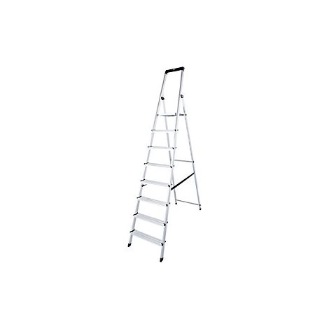Escalera tipo tijera de peldaños planos  con plataforma de