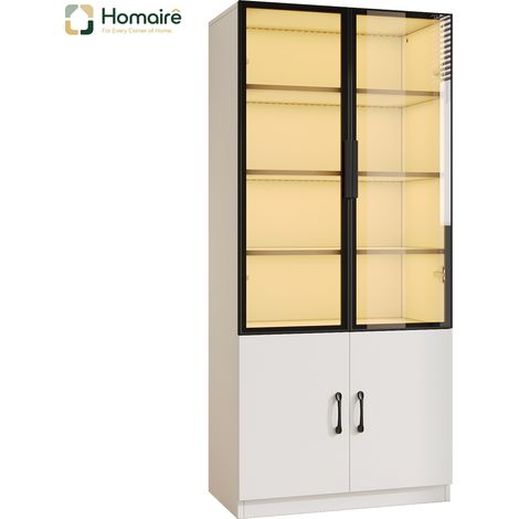 Buffet en verre blanc avec rangement 60 x 40 x 160 cm HOMAIRE (1/5)