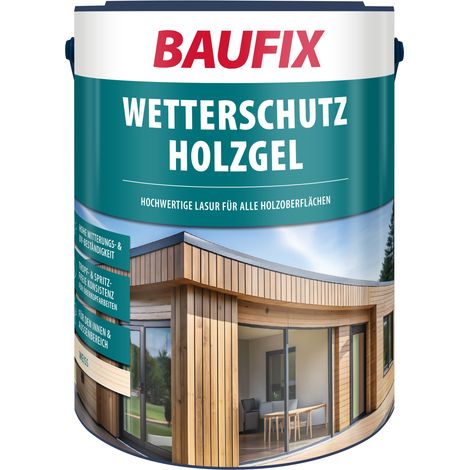 BAUFIX Wetterschutz-Holzgel weiss seidenglänzend, 5 Liter, Holzlasur