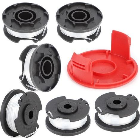 Bobine Fil Coupe Bordure Bobine de Fil Debroussailleuse Fil Nylon pour Debroussailleuse Fil Rotofil pour Einhell GE-CT 18/28 Li（6 Bobine Fil Coupe Bordure,1 Couvercle） (1/5)