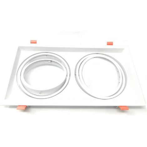 TRADE SHOP - Porta Faretto Incasso Doppio Faretto Ar111 Rettangolare Orientabile P-ar111-2 - Bianco (1/2)