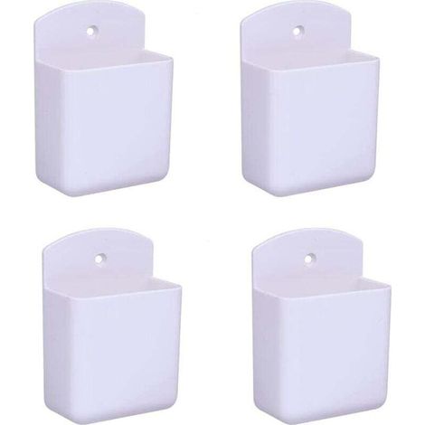 Lot de 4 supports de télécommande blancs support de télécommande support mural boîte de rangement multimédia pour bureau à domicile chambre (1/4)