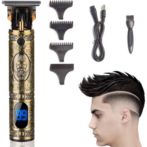 Tondeuse à barbe pour hommes, tondeuse à cheveux professionnelle, tondeuse à cheveux sans fil pour hommes, kit de coupe et de soin rechargeable avec écran LED (1/5)