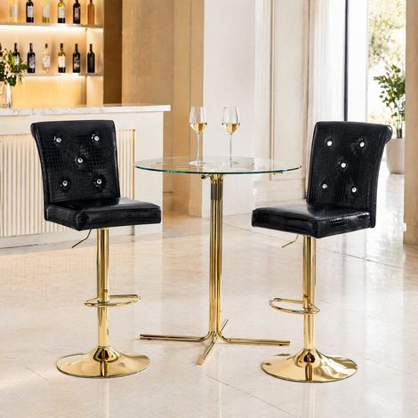 Sedia imbottita in PVC nero stile vintage OKMYHOME (1/5)