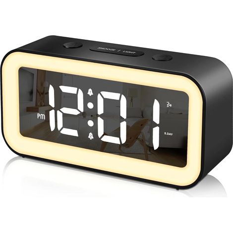 Réveil Numérique, Horloge Numérique LED avec Veilleuse Réglable Lumière Fonction Snooze 2 Alarme 12/24Hr Alimenté par USB Reveil Numerique Enfant Ado Adulte Chambre Chevet(Noir) (1/5)